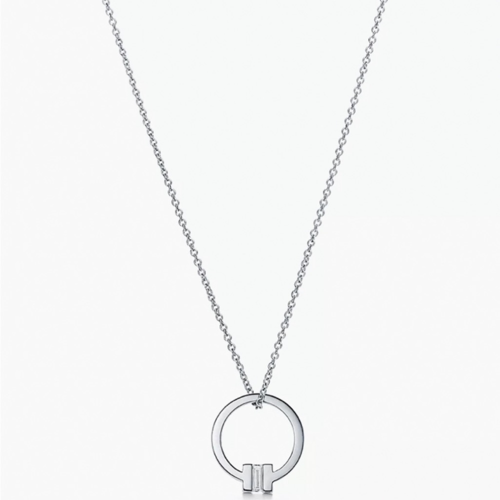 Tiffany T collection white gold diamond necklace - Picture 2 of 5